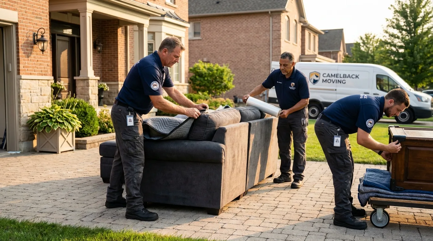 Large estate moving crew wrapping furniture in Cedaredge, CO